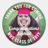 Sticker Rond Graduation Photo Overlay Félicitations Moderne (Devant)