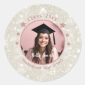 Sticker Rond Graduation photo Parties scintillant moderne (Devant)
