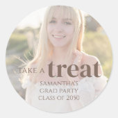 Sticker Rond Graduation Photo Party Treat Custom (Devant)