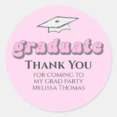 Sticker Rond Graduation Pink Graduate Retro Typographie Simple (Devant)