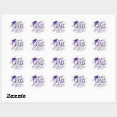 Sticker Rond Graduation Purple Silver Grad Adresse de retour (Feuille)