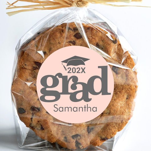 Sticker Rond Graduation rose pâle Gras Typographie moderne