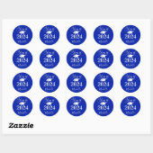 Sticker Rond Graduation Royal Blue Script Classe Année (Feuille)
