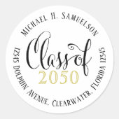 Sticker Rond Graduation Script moderne Classic Gold Noir (Devant)