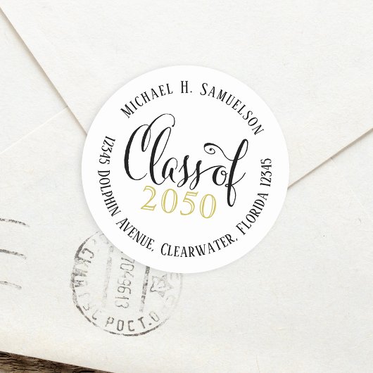 Sticker Rond Graduation Script moderne Classic Gold Noir