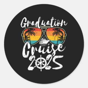Sticker Rond Graduation senior Trip Cruise 2025 Retro Ship Part