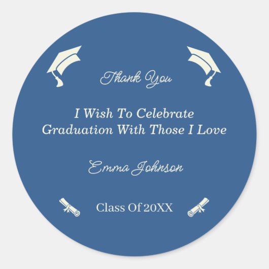 Sticker Rond Graduation Simple Beige Et Bleu Customisé (Devant)
