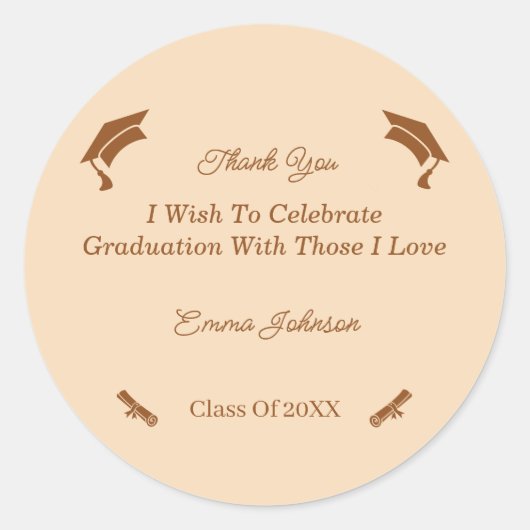 Sticker Rond Graduation Simple Brown Et Beige Customisée (Devant)