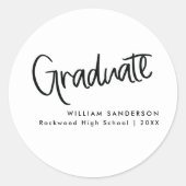 Sticker Rond Graduation simple en noir et blanc (Devant)