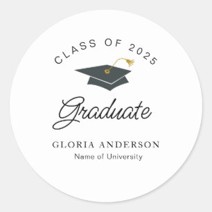 Sticker Rond graduation simple en noir et blanc