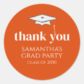 Sticker Rond Graduation Simple Merci Minimaliste Orange (Devant)