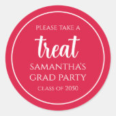 Sticker Rond Graduation Simple Minimaliste Crimson Red Treat (Devant)
