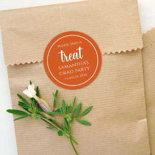 Sticker Rond Graduation Simple Minimaliste Script Orange Treat