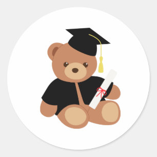 Sticker Rond Graduation Teddy Bear