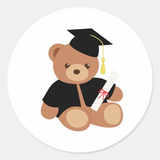 Sticker Rond Graduation Teddy Bear (Devant)