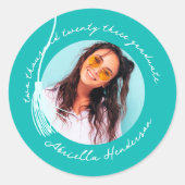 Sticker Rond Graduation Turquoise moderne et rétro (Devant)