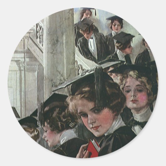 Sticker Rond Graduation vintage, Cérémonie de début (Devant)