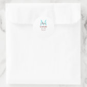Sticker Rond Gradué ajouter nom monogramme vert rose simple min (Sac)