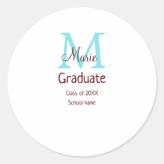 Sticker Rond Gradué ajouter nom monogramme vert rose simple min (Devant)