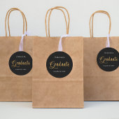 Sticker Rond Gradué noir nom or élégant