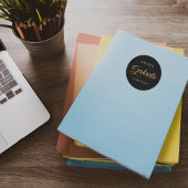 Sticker Rond Gradué noir nom or élégant