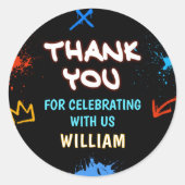 Sticker Rond Graffiti 6 7 Meme Trend Six Seven Birthday Party (Devant)