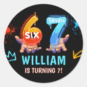 Sticker Rond Graffiti 6 7 Meme Trend Six Seven Birthday Party (Devant)