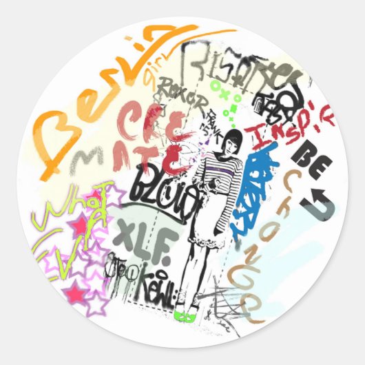 Sticker Rond Graffiti de Berlin (Devant)