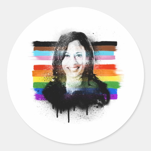 Sticker Rond Graffiti inclus Kamala Harris Pride (Devant)