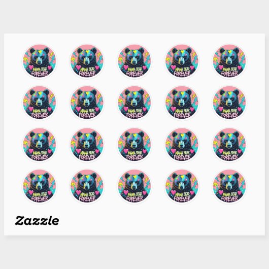 Sticker Rond graffiti Mama Bear 04 (Feuille)