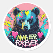 Sticker Rond graffiti Mama Bear 04 (Devant)