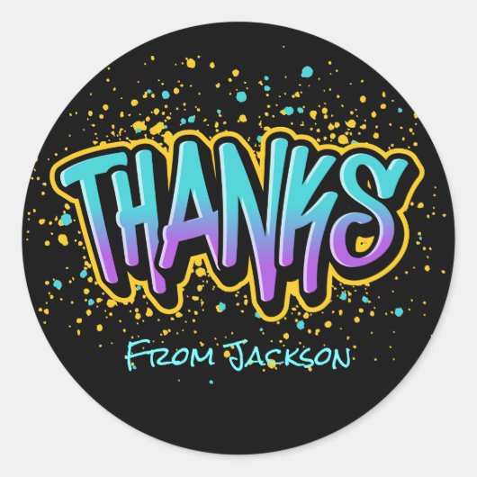 Sticker Rond Graffiti Merci (Devant)