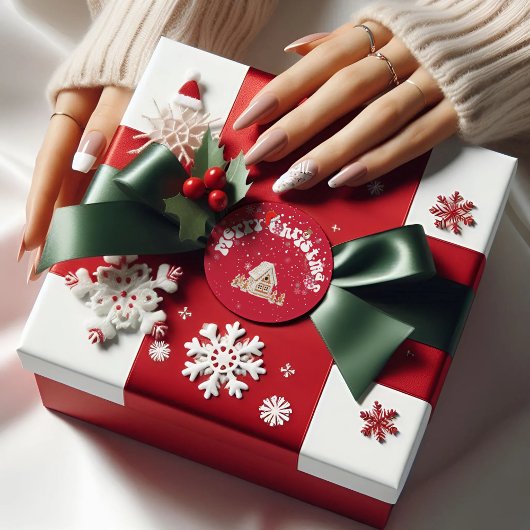 Sticker Rond Graffiti moderne Rouge Joyeux Noël