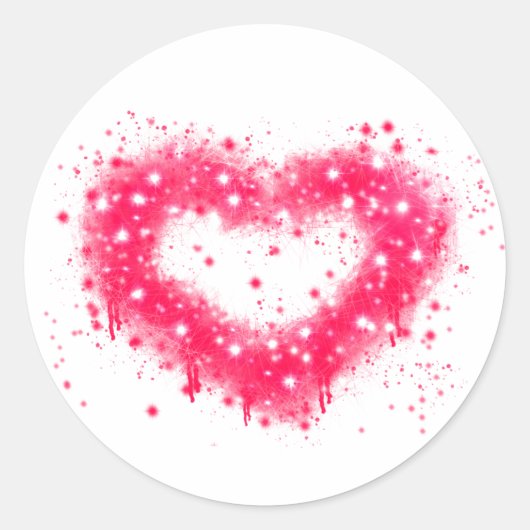 Sticker Rond Graffiti peinture rose brillant design coeur (Devant)