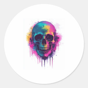 Sticker Rond Graffiti Skull Rebel