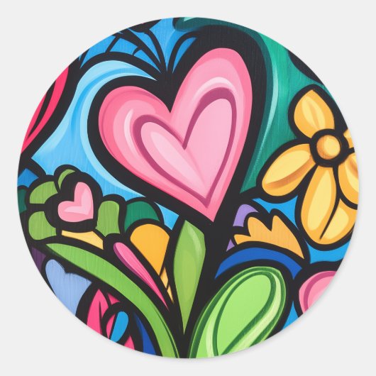 Sticker Rond Graffiti vif Saint Valentin Art (Devant)