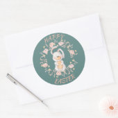 Sticker Rond Graine de lapin de Pâques Turquoise (Enveloppe)