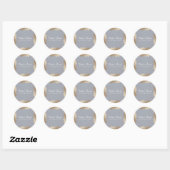 Sticker Rond Graisse géométrique Gris Gold Gatsby Mariage (Feuille)