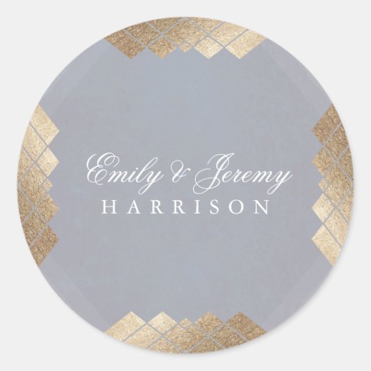 Sticker Rond Graisse géométrique Gris Gold Gatsby Mariage (Devant)