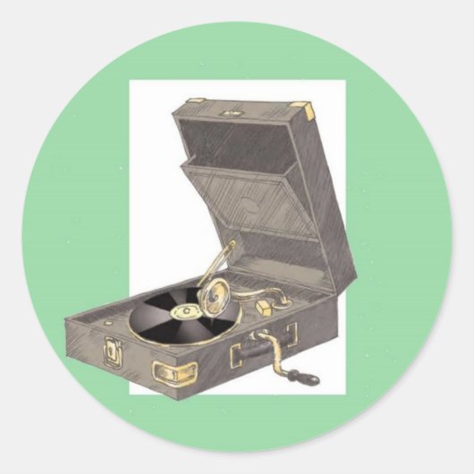 Sticker Rond Gramaphone des années 1920 (Devant)