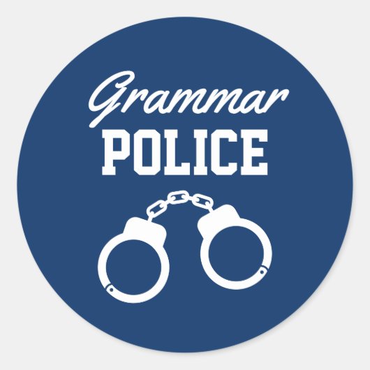 Sticker Rond Grammar Police drôle collant enseignant enseignant (Devant)