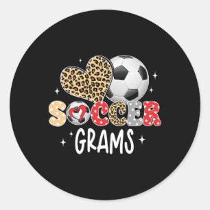 Sticker Rond Grammes de foot Cœur de léopard mignon Joueur de f