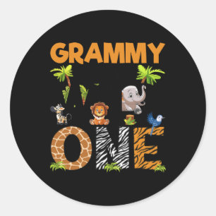 Sticker Rond Grammy De L'Anniversaire Sauvage Un Safari Famille