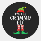 Sticker Rond Grammy Elf Matching Family Group Christmas Party P (Devant)