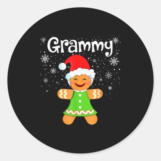 Sticker Rond Grammy Gingerbread Family Matching Christmas Women (Devant)