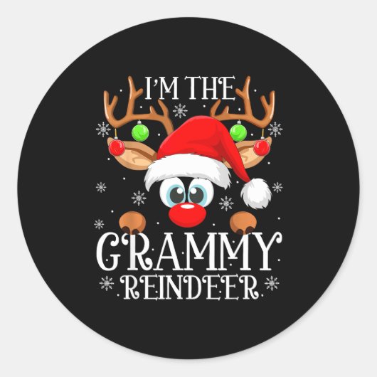 Sticker Rond Grammy Reindeer Christmas Family Matching Group Fu (Devant)