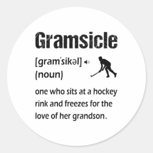 Sticker Rond Gramsicle Drôle de hockey sur glace Grand-mère Sic