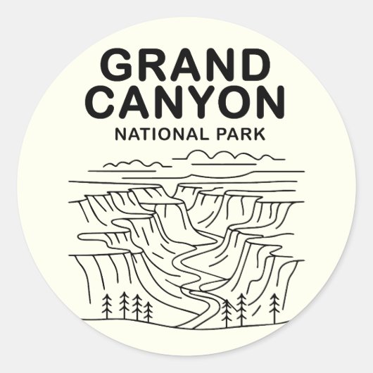 Sticker Rond Grand Canyon National Park Line Art (Devant)