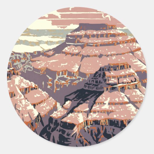 Sticker Rond Grand Canyon Western Graphic Art American (Devant)