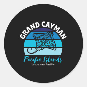 Sticker Rond Grand Cayman Pacific Islands Stingray Family Vacat